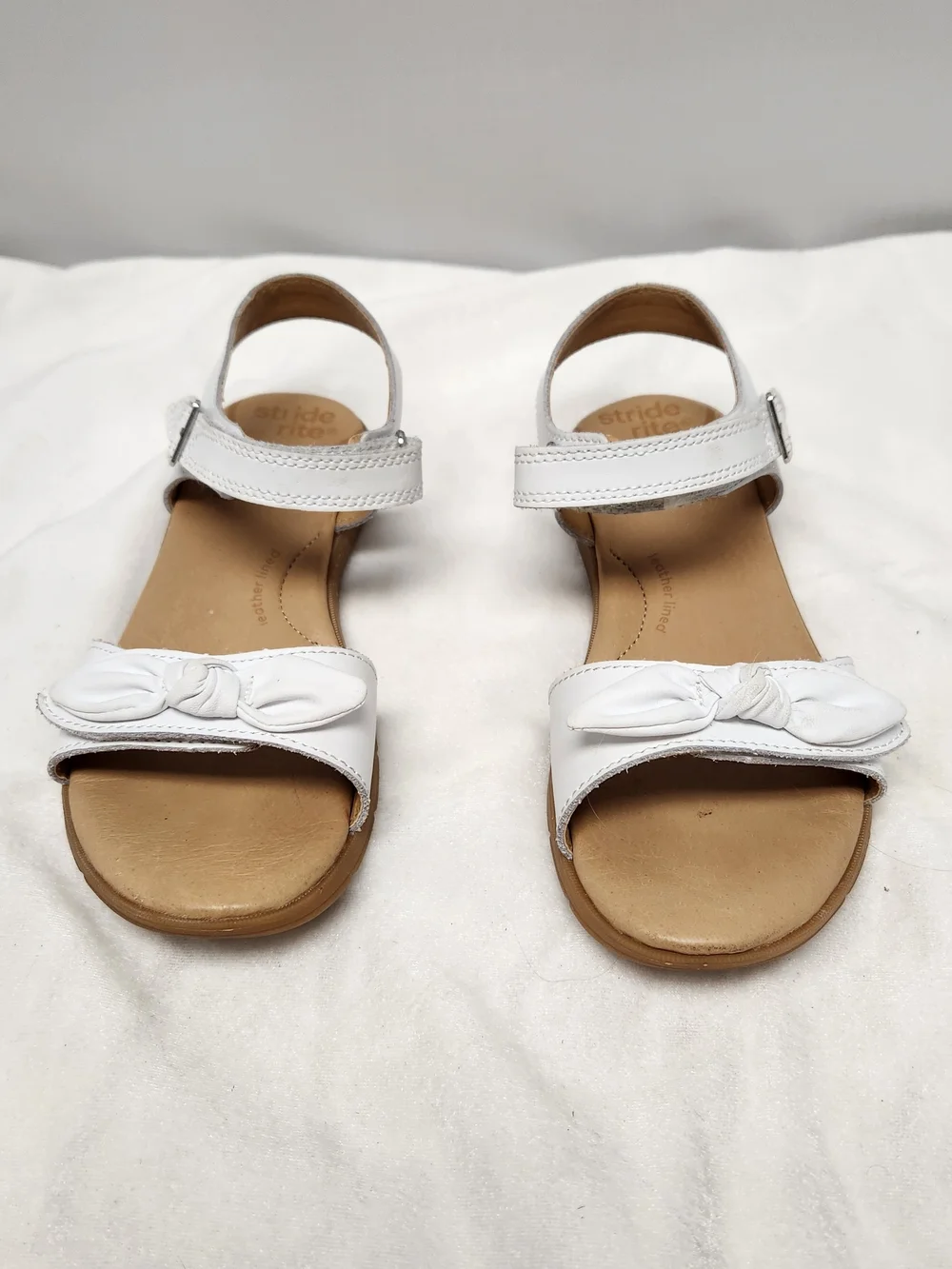 Stride Rite White Leather Knot Strap Sandals